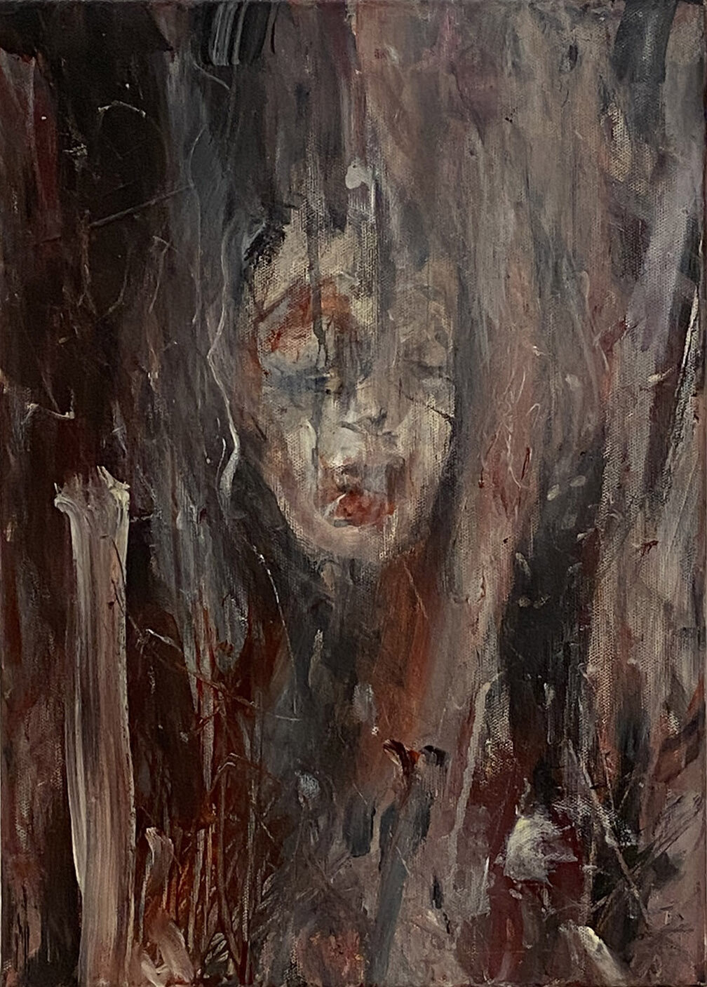 Hazel McLean BURNING Oil On Canvas 17'' X 12''